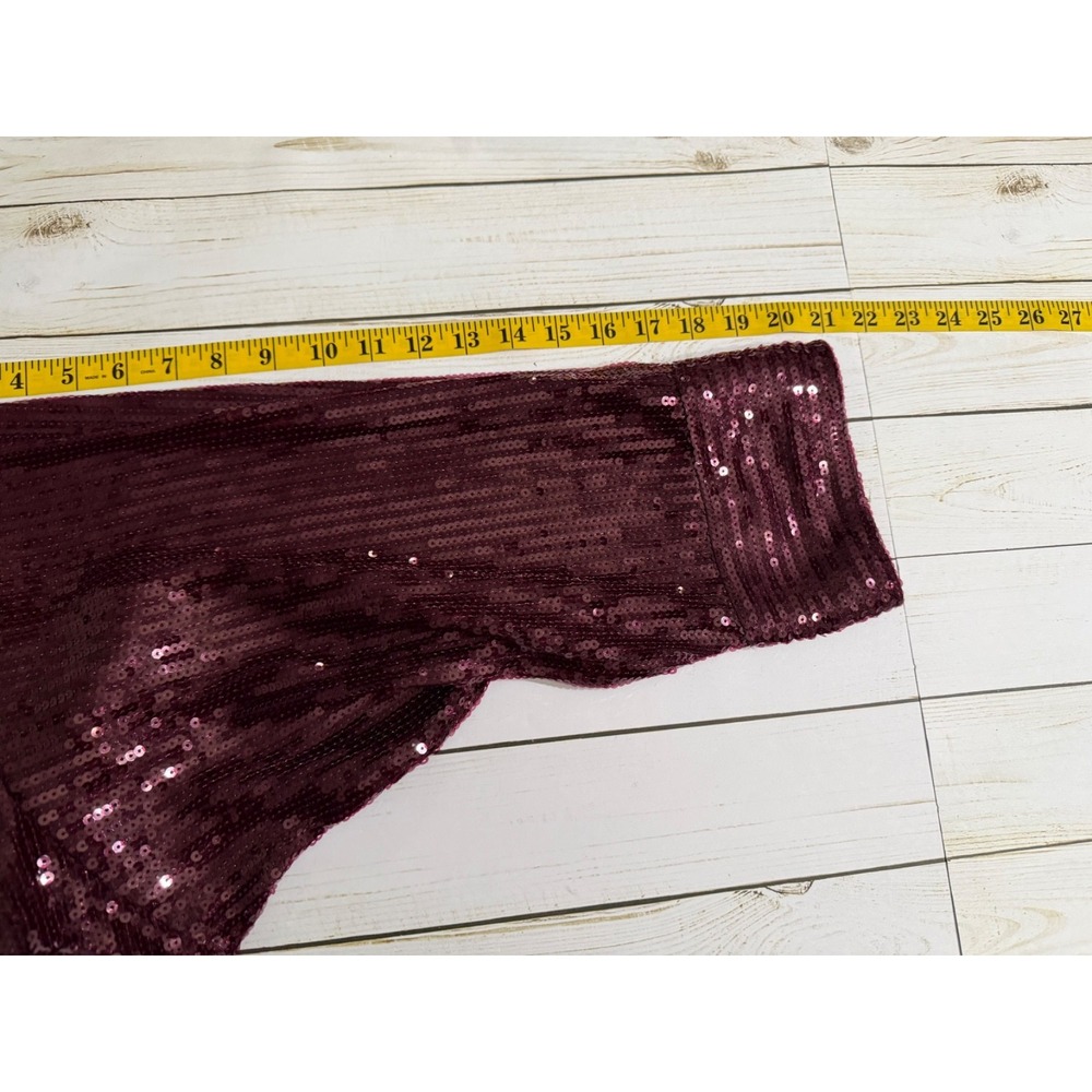 NWT Anthropologie Pilcro Sequin Buttondown Shirt Plum 3X Top Party Holiday - Picture 5 of 9